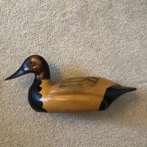 Vintage carved glass eyed decoy Canvasback duck.
